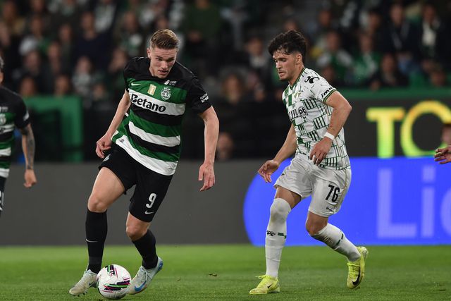 Gyokeres na partida com o Moreirense, que terminou com a vitória do Sporting por 3-1