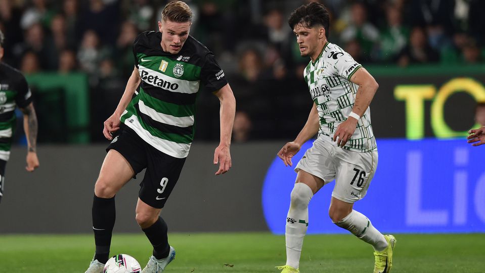 Gyokeres na partida com o Moreirense, que terminou com a vitória do Sporting por 3-1
