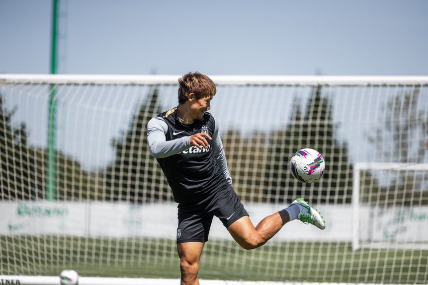 Morita foi a novidade no treino desta quarta-feira, em Alcochete