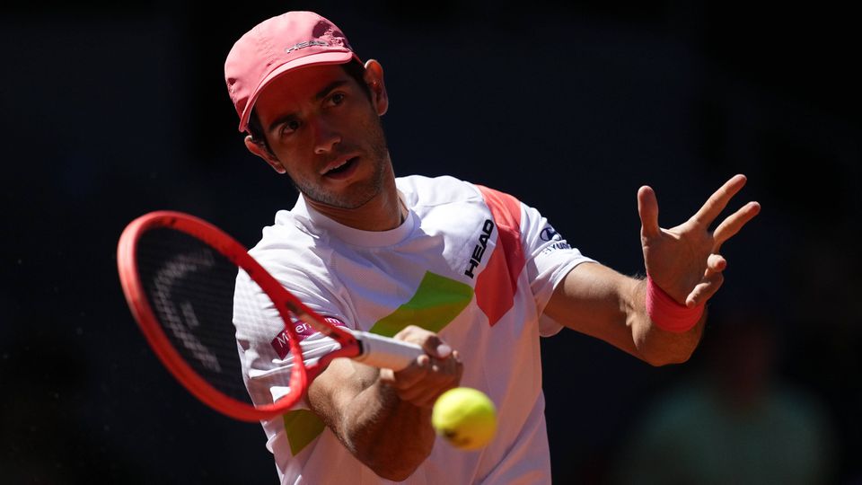 Nuno Borges em ação diante de Pablo Carreno durante o Masters 1000 de Madrid