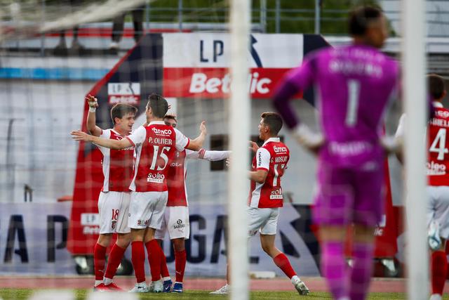 Golo de Pau Víctor vai dando vantagem ao SC Braga no confronto diante do Casa Pia — Foto: Paulo Cunha/LUSA