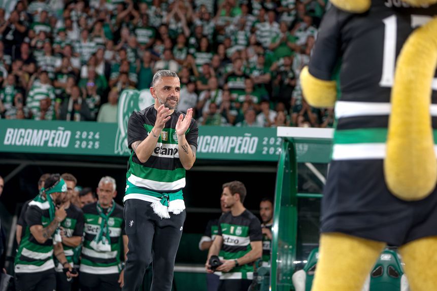 Rui Borges durante a festa do bicampeonato em Alvalade