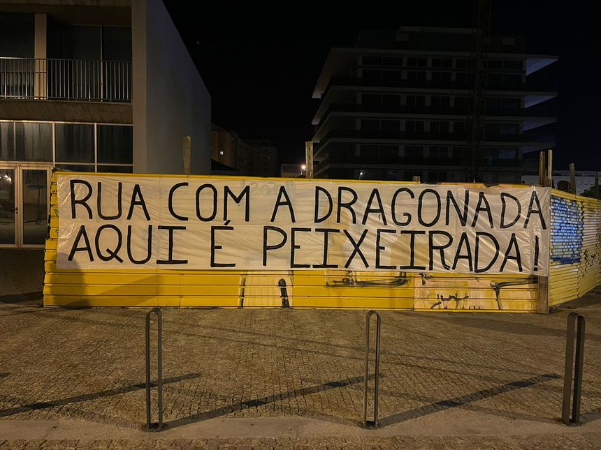 Tarja de protesto em Leixões