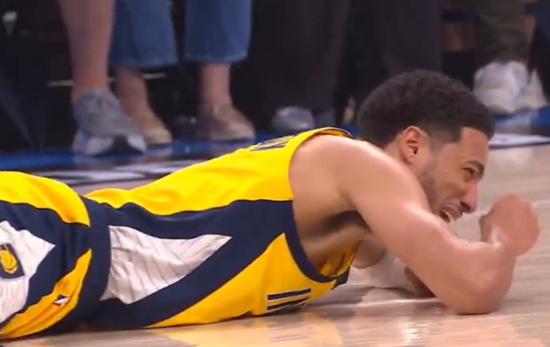 Lesão arrepiante de Haliburton na final da NBA: saiu em lágrimas (vídeo)
