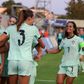 Jogadoras da Seleção sub-19 celebram a vitória sobre os Países Baixos, que valeu a qualificação para as meias-finais