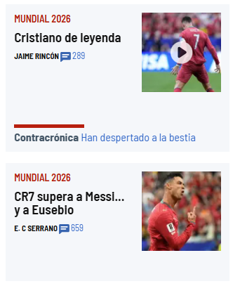 Marca (Espanha): De «Cristiano lendário» a «CR7 Supera Messi e Eusébio»