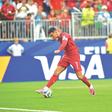 Cristiano Ronaldo fez dois golos, este é o momento do 3-0 para Portugal frente ao Uzbequistão. Foto Miguel Nunes