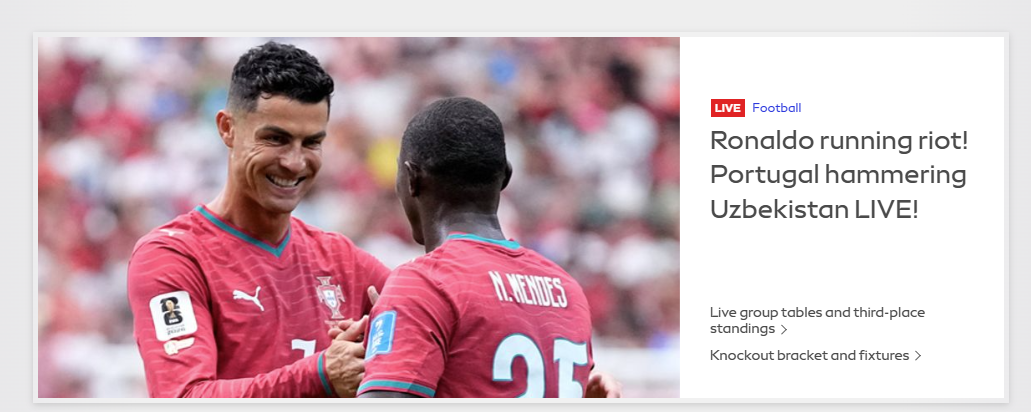 Sky Sports (Inglaterra): «Ronaldo arrasa. Portugal trucida Uzbequistão»