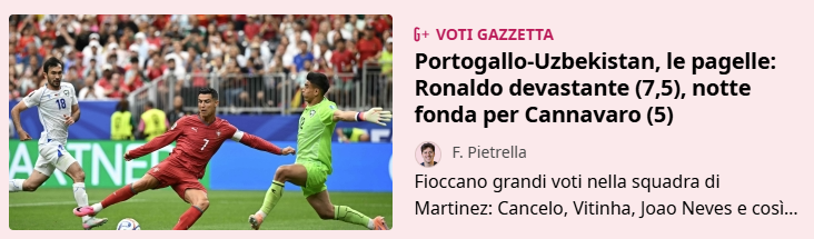 Gazzetta dello Sport: «Ronaldo devastador e noite longa para Cannavaro»