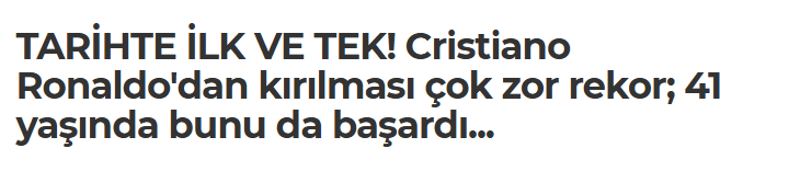 Fanatik (Turquia): «O primeiro e único na história. Ronaldo fixa recorde que será muito difícil de bater»