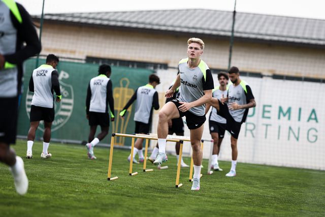 Harder, na manhã desta quarta-feira, a treinar em Alcochete