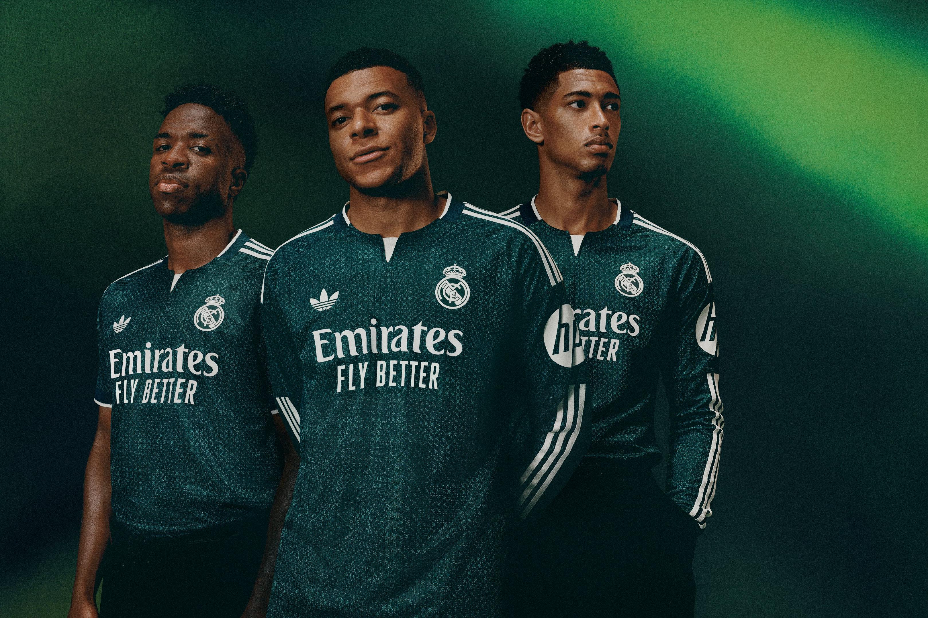 Vinícius Jr., Mbappé e Bellingham exibem a nova camisola - Foto: Real Madrid