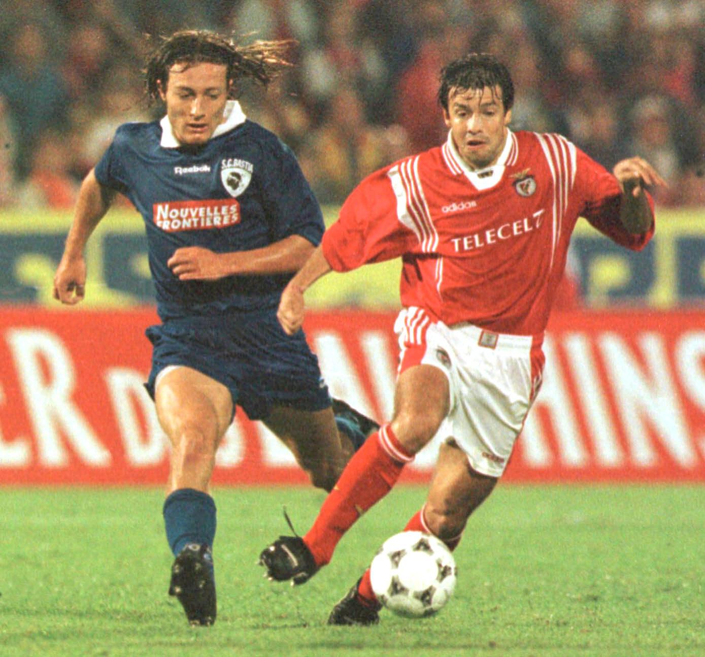 Bastia 1-0 Benfica, 1.ª mão da 1.ª ronda da taça UEFA 1997/98. O nulo na 2.ª mão eliminou o Benfica (Foto: ASF/Carlos Almeida)