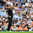 Pep Guardiola, durante o jogo com o Tottenham