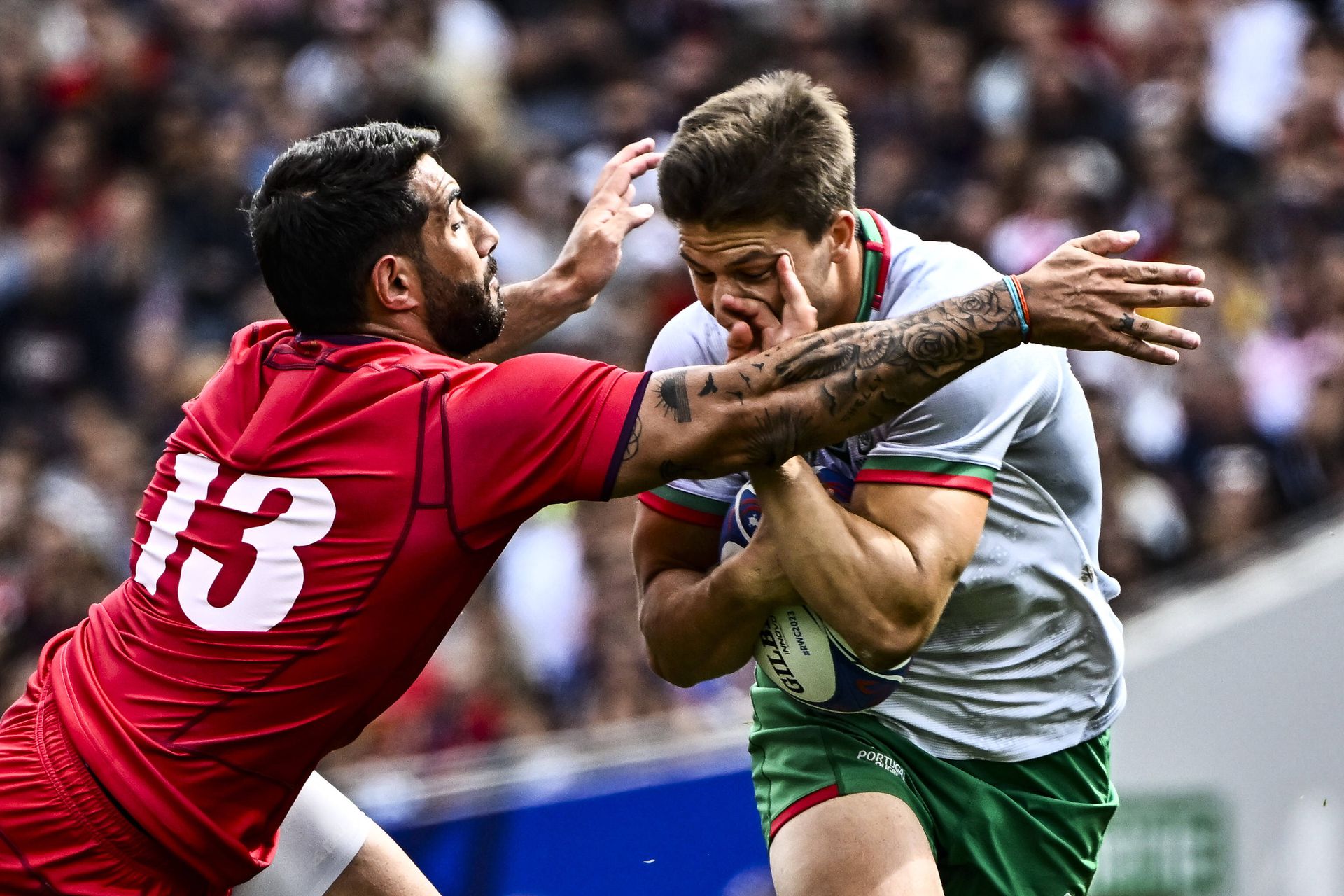 Jogo de rugby entre a geórgia e o conceito de portugal para o torneio de  rugby