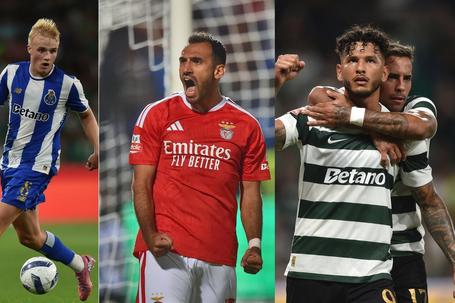 Froholdt (FC Porto), Pavlidis (Benfica) e Suárez (Sporting) - Fotos: Miguel Nunes