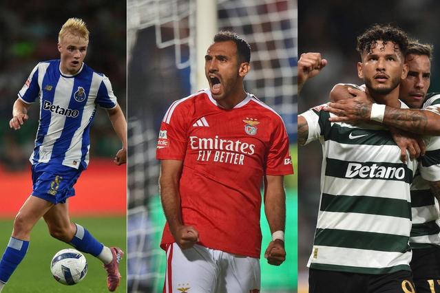 Froholdt (FC Porto), Pavlidis (Benfica) e Suárez (Sporting) - Fotos: Miguel Nunes