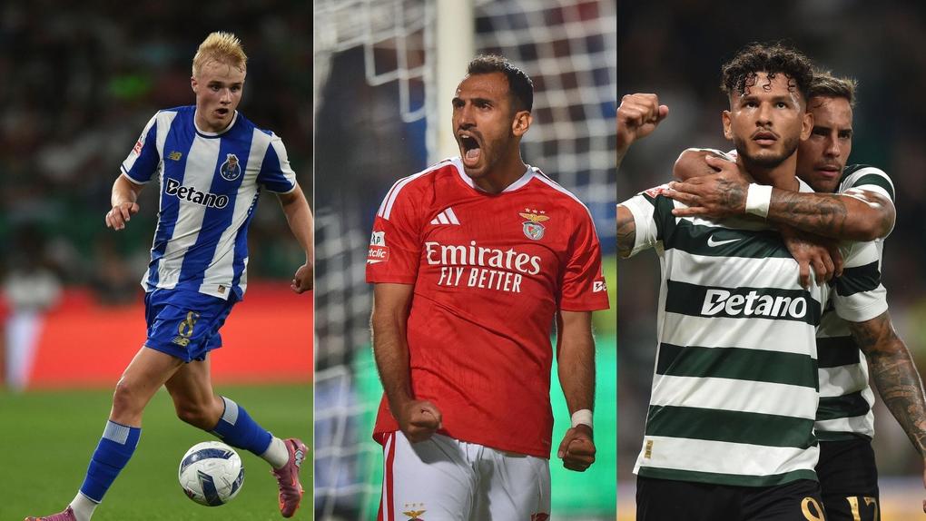 Froholdt (FC Porto), Pavlidis (Benfica) e Suárez (Sporting) - Fotos: Miguel Nunes