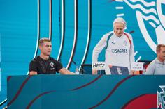 Jorge Jesus na conferência de imprensa de ontem, com Cristiano Ronaldo ao lado. Foto FPF