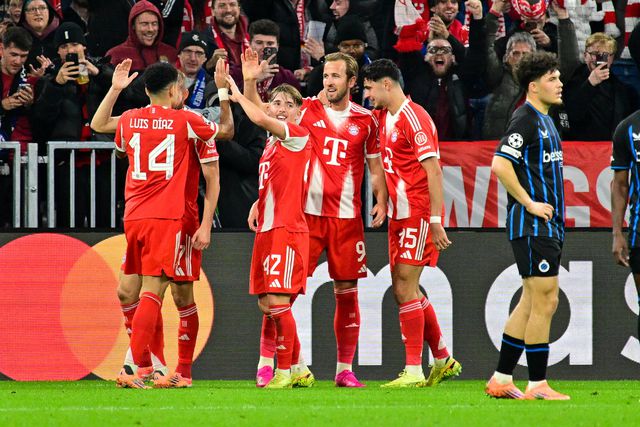 Festejos do Bayern frente ao Club Brugge, na UEFA Champions League