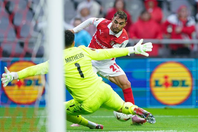 Ricardo Horta fez duas assistências para golo, frente ao Estrela Vermelha. Foto: Hugo Delgado/LUSA