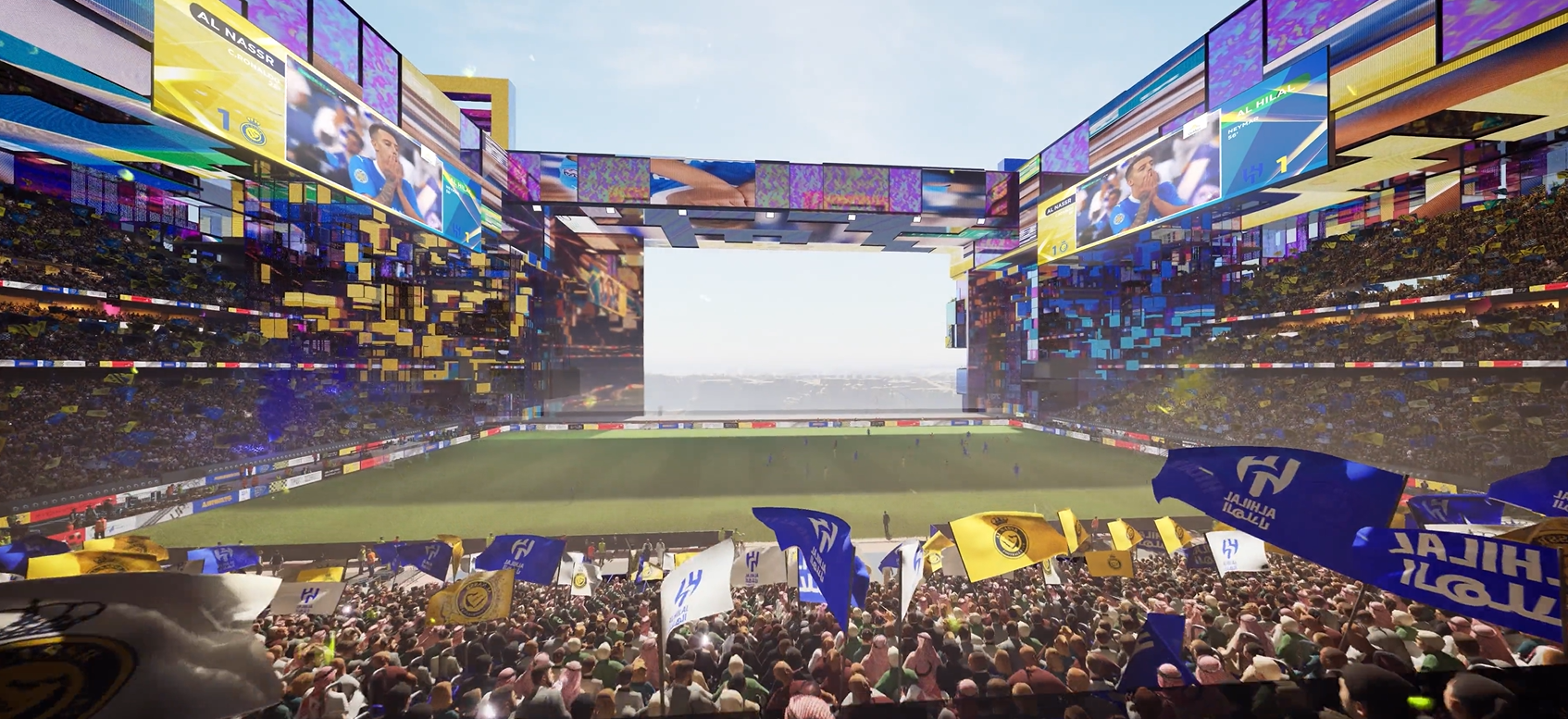 Estádio Prince Mohammed bin Salman, em Qiddiya. Imagem Populous