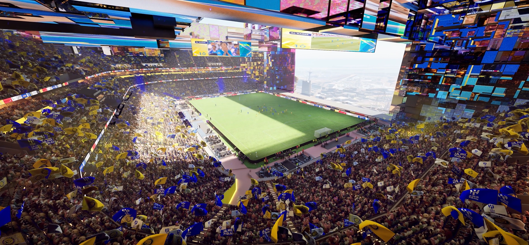 Estádio Prince Mohammed bin Salman, em Qiddiya. Imagem Populous