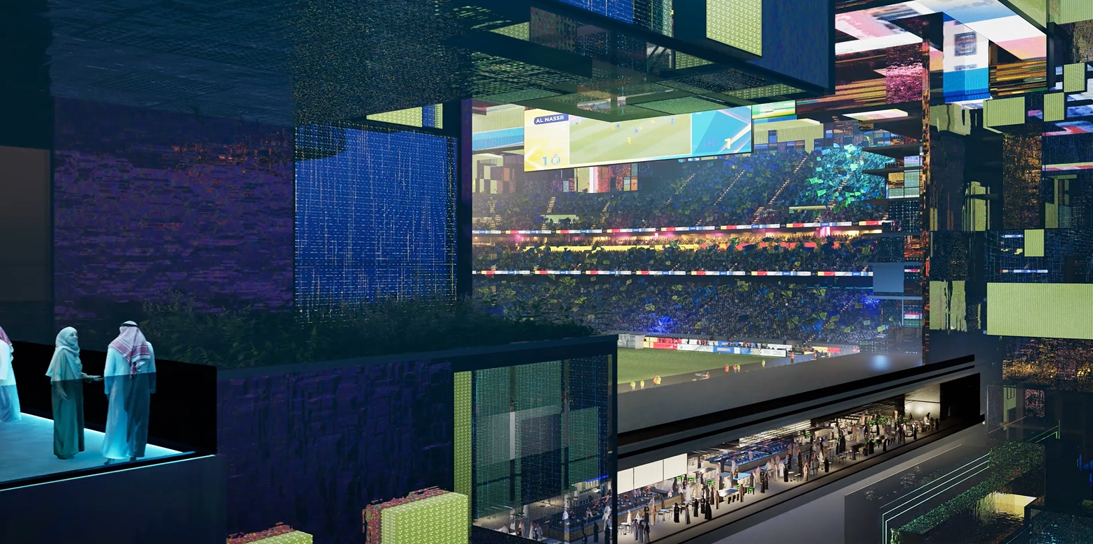 Estádio Prince Mohammed bin Salman, em Qiddiya. Imagem Populous
