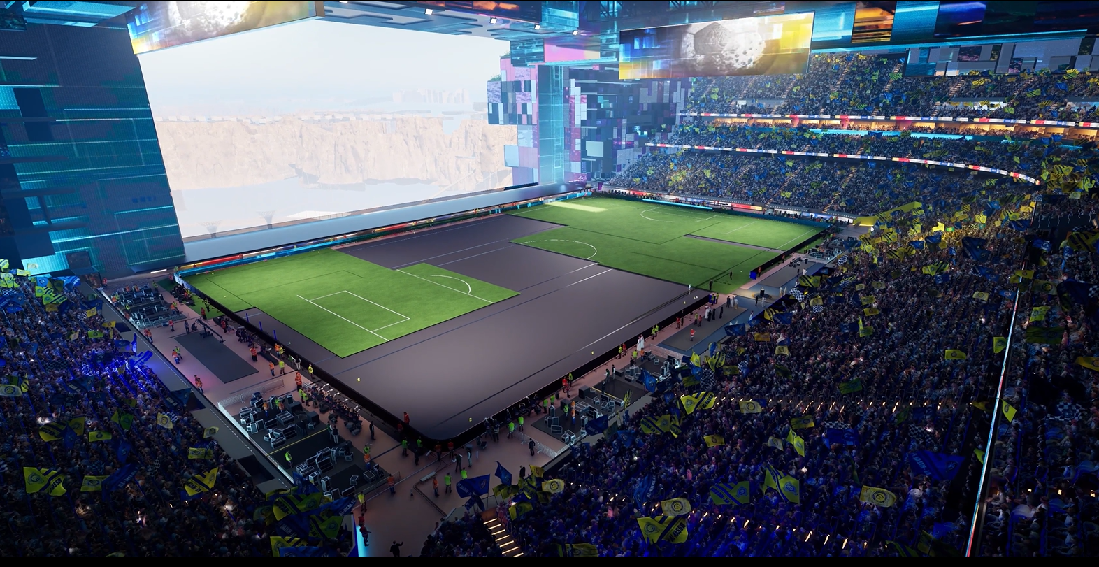 Estádio Prince Mohammed bin Salman, em Qiddiya. Imagem Populous