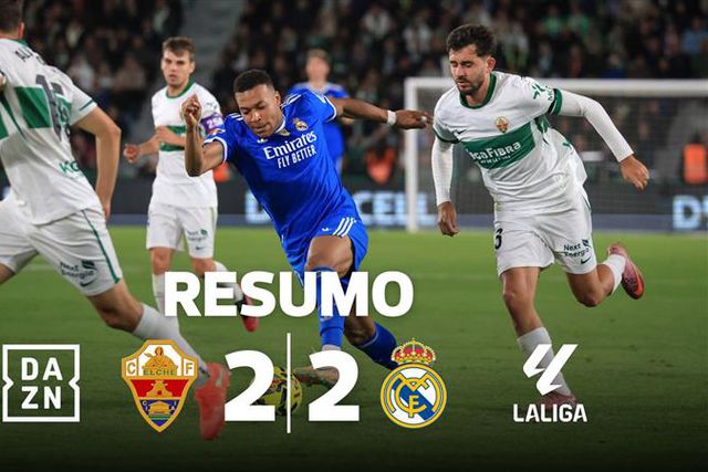 Real Madrid salvou ponto no fim, mas não se livrou de tropeção em Elche (resumo)