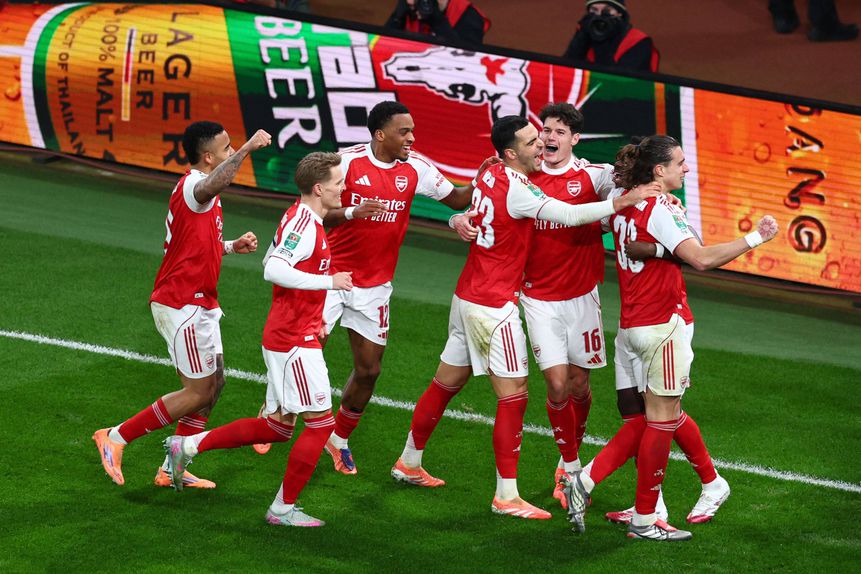 Festejos dos jogadores do Arsenal (IMAGO)