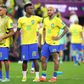 Raphinha, Vinícius e Neymar após a eliminação do Brasil do Mundial-2022