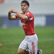 Gonçalo Moreira, jogador do Benfica a celbrar golo marcado na Youth League (Foto: Miguel Nunes)