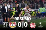 Leverkusen segura empate e armada lusa do Olympiakos despede-se da Champions (resumo)