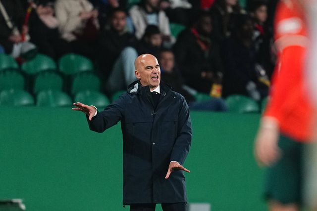 Roberto Martínez durante o Portugal-Dinamarca na segunda mão do play-off da Liga das Nações.