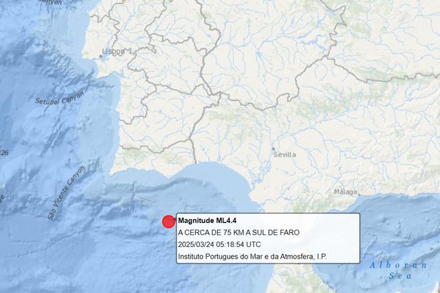 Sismo de magnitude 4,4 sentido em Albufeira e Faro