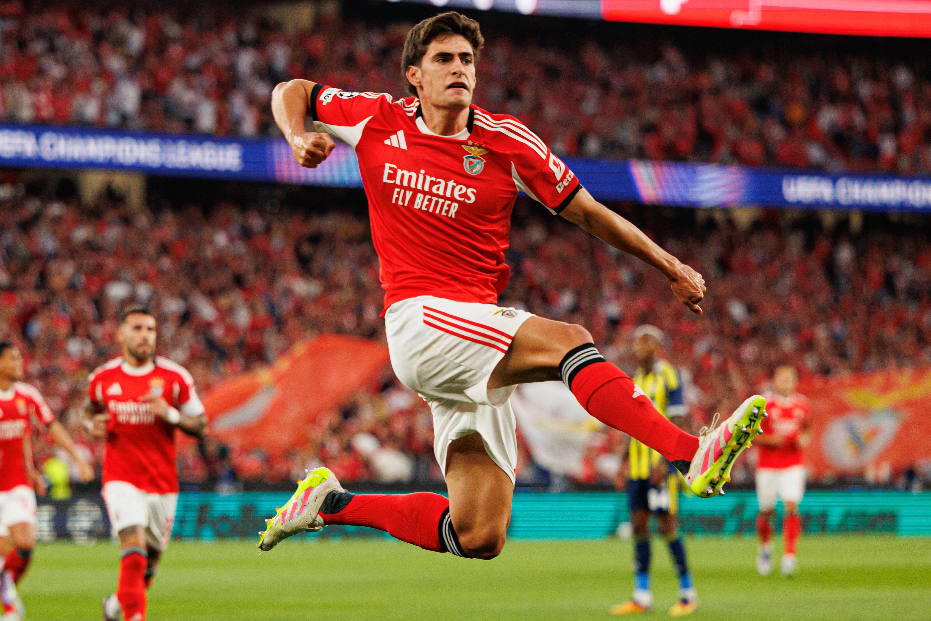 António Silva a celebrar um golo pelo Benfica no Estádio da Luz