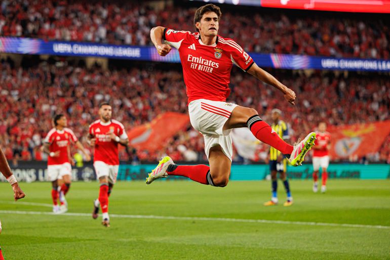 António Silva a celebrar um golo pelo Benfica no Estádio da Luz