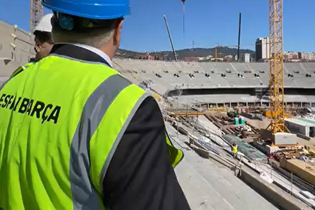 Joan Laporta visita obras do Camp Nou
