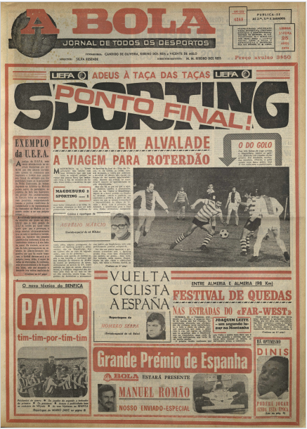 A capa de A BOLA no dia da Liberdade, «inicial, inteiro e limpo»