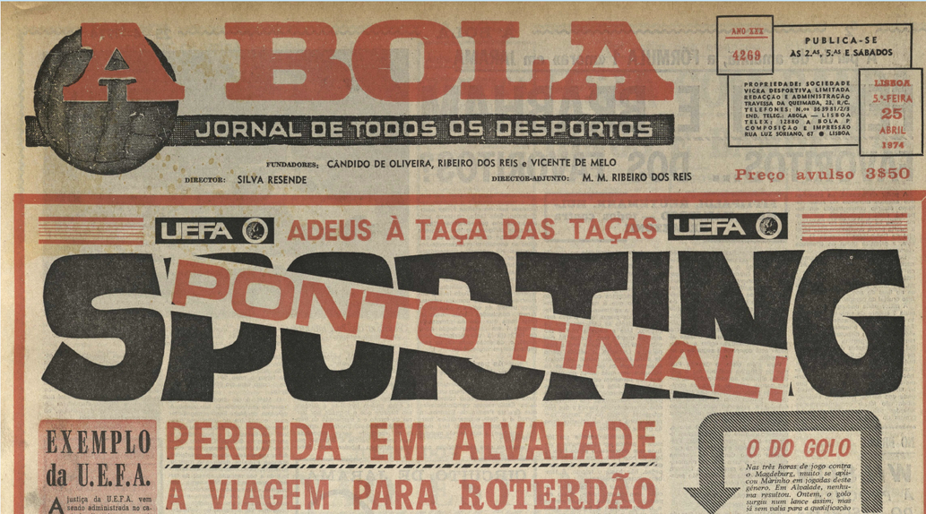 A capa de A BOLA no dia da Liberdade, «inicial, inteiro e limpo»