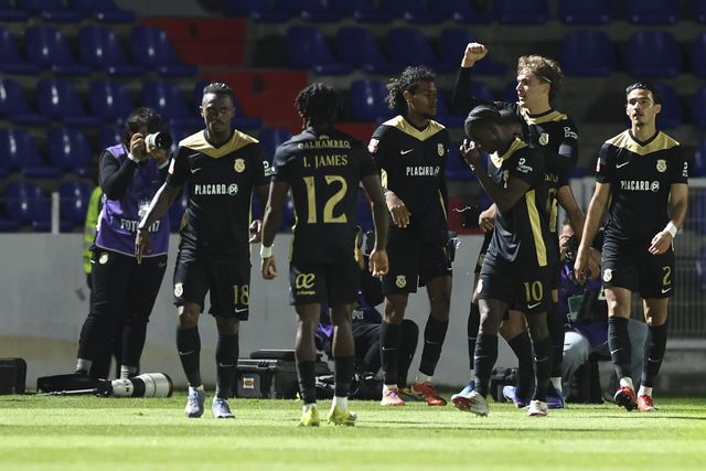 Marezi apontou o tento que selou o triunfo do Alverca na receção ao Arouca — Foto: António Cotrim/LUSA