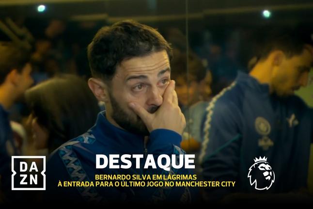 Bernardo Silva não esconde as lágrimas à entrada para o adeus ao Man. City