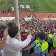 Jogadores do Torreense na subida para a glória