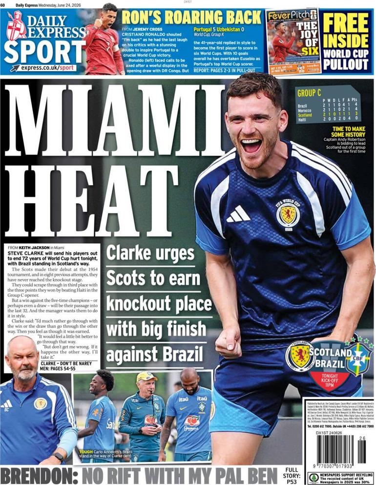 Daily Express (Inglaterra): «Ron ruge de volta»