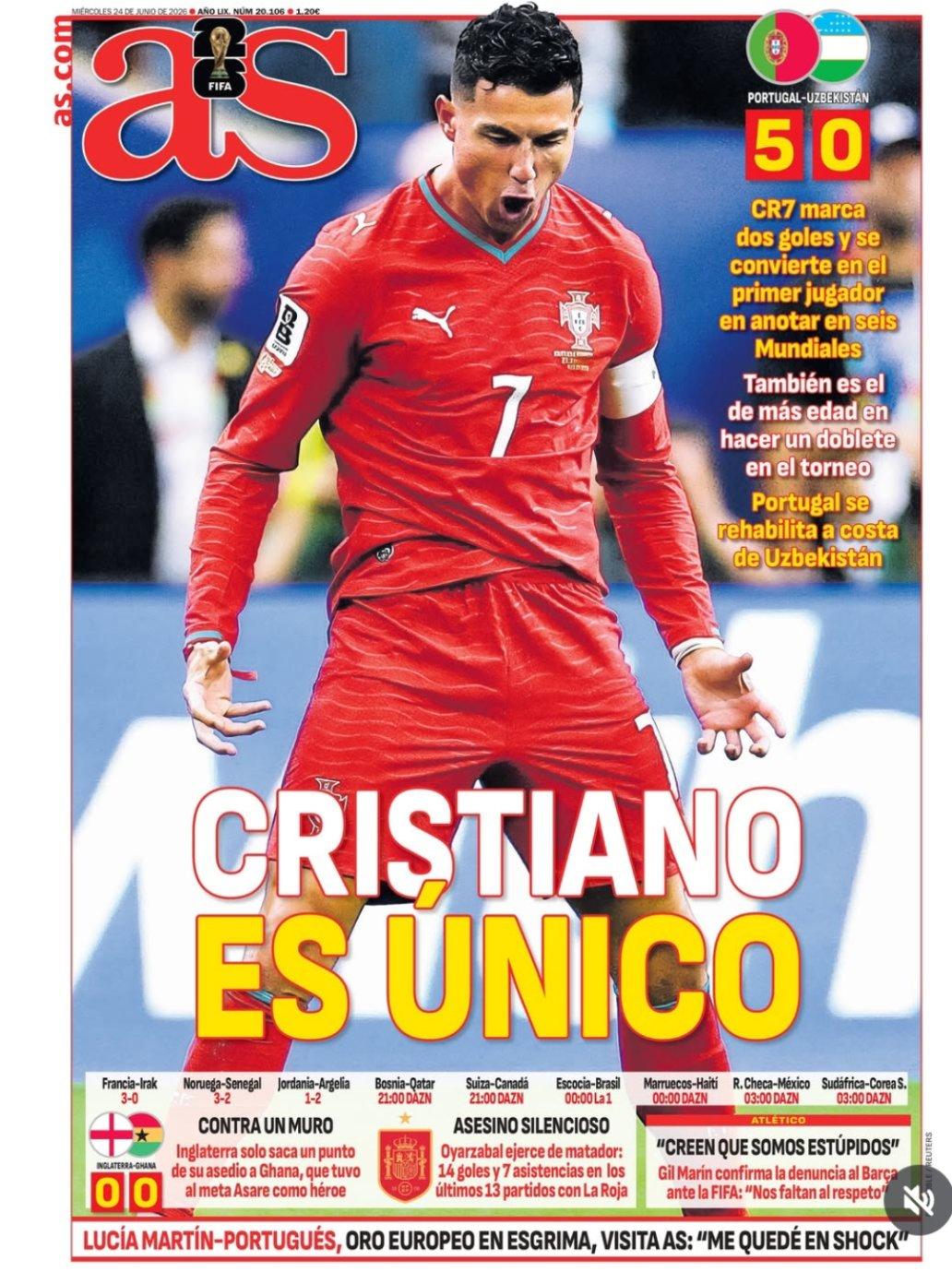 AS (Espanha): Cristiano é único