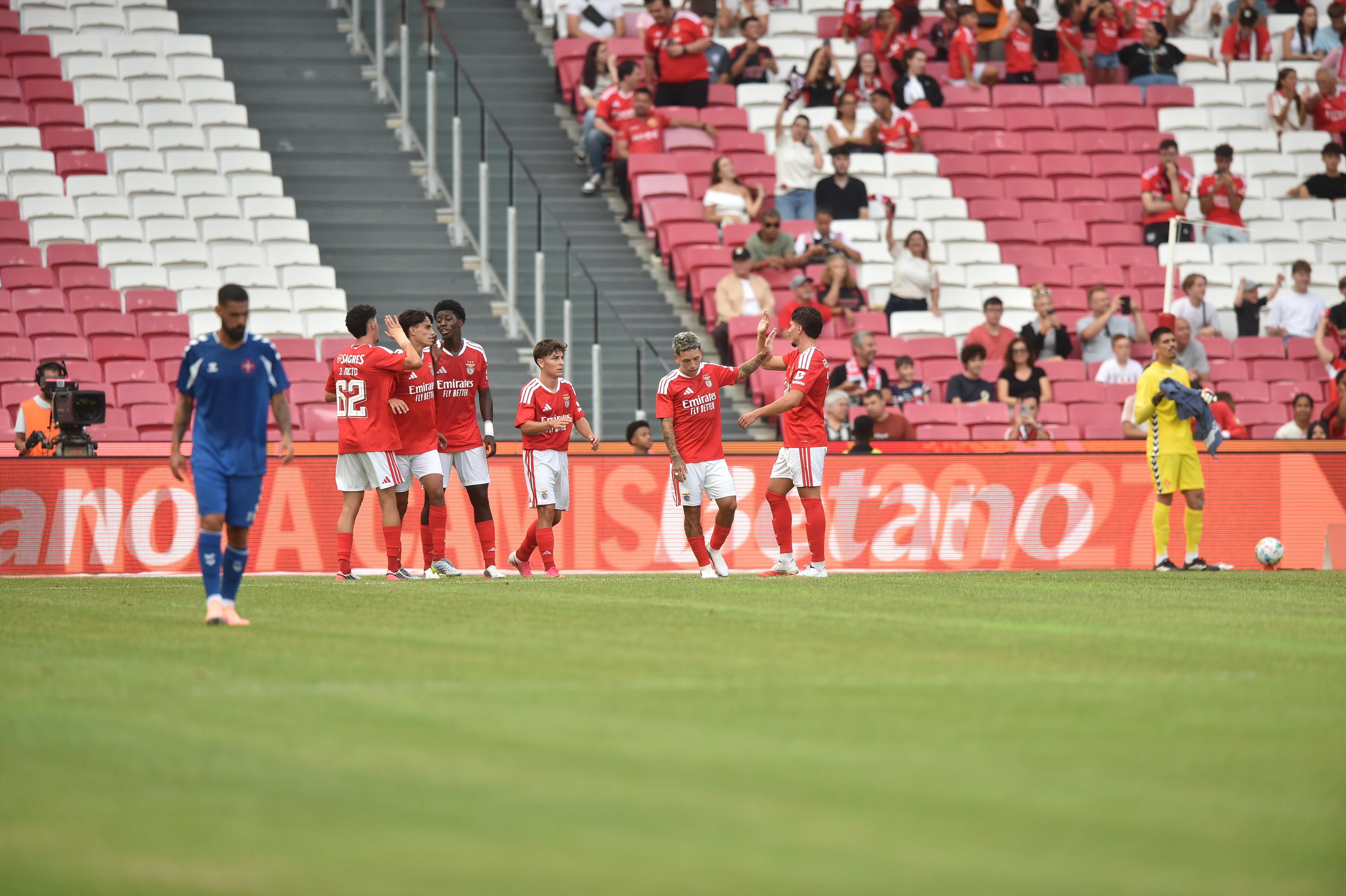Prestianni a festejar o 3-1 no Benfica-Belenenses - Foto: Miguel Nunes
