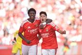 Anísio Cabral marcou o primeiro do Benfica ao Belenenses com assistência de José Neto - Foto: Miguel Nunes