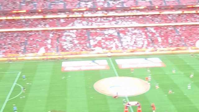 Aquecimento das equipas no Estádio da Luz