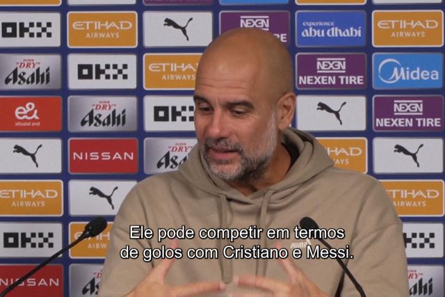 Guardiola: «Em termos de golos, Haaland pode competir com Ronaldo e Messi»